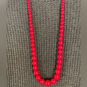 Vibrant Red Beaded Necklace